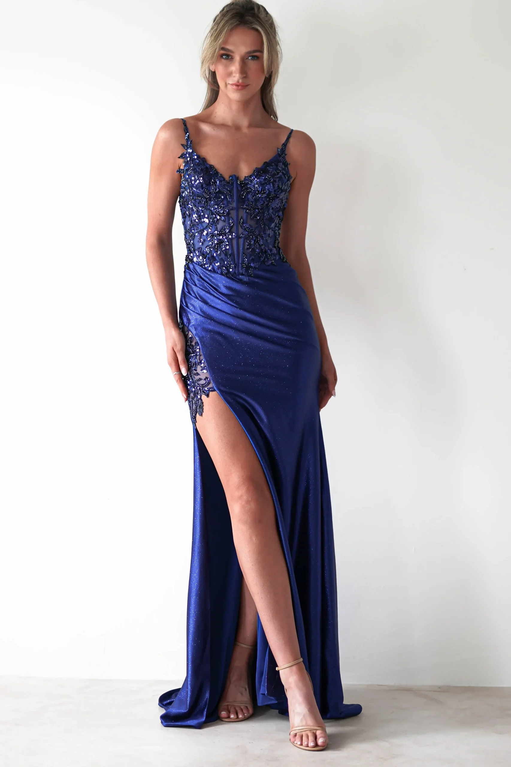 New Regina Embellished Bodice Gown | Midnight Blue Sommerkleider|Sommerkleider