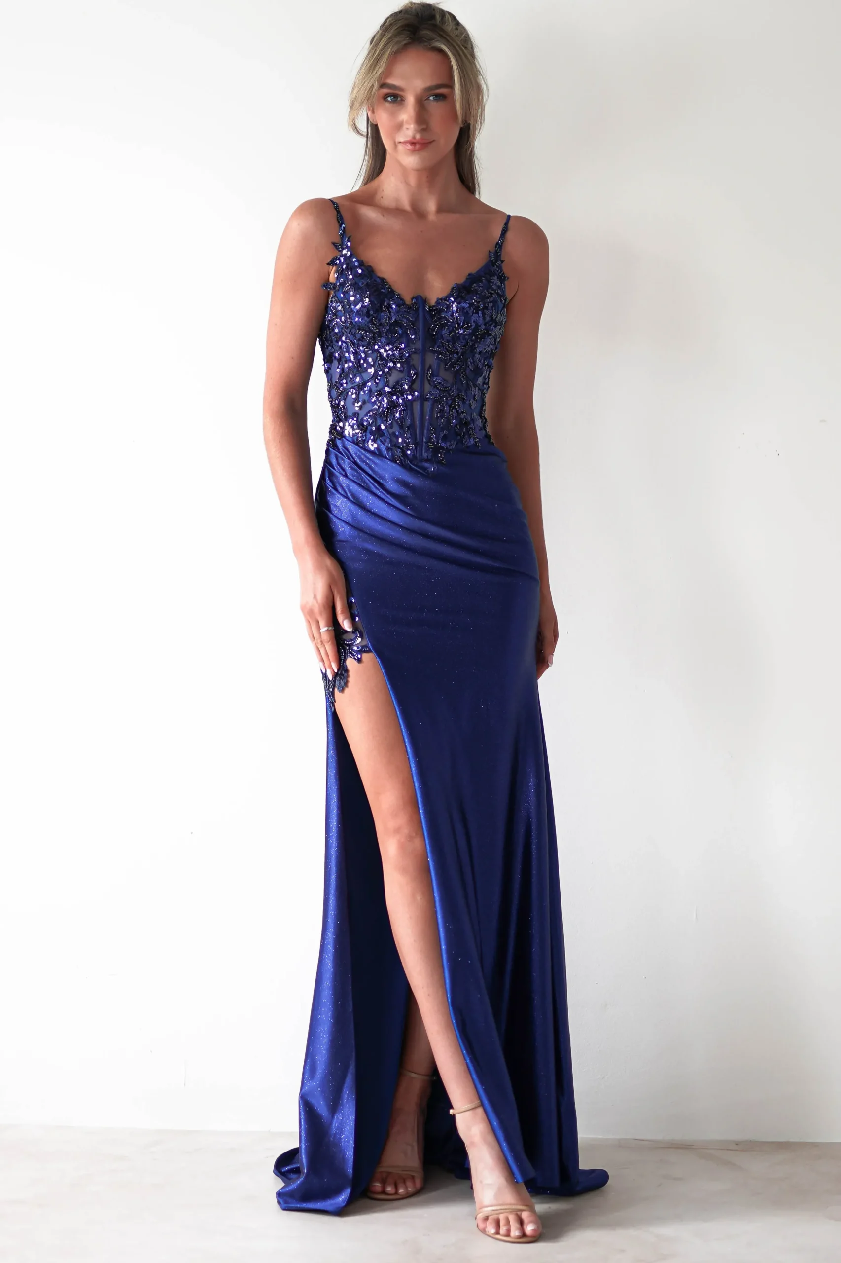 New Regina Embellished Bodice Gown | Midnight Blue Sommerkleider|Sommerkleider