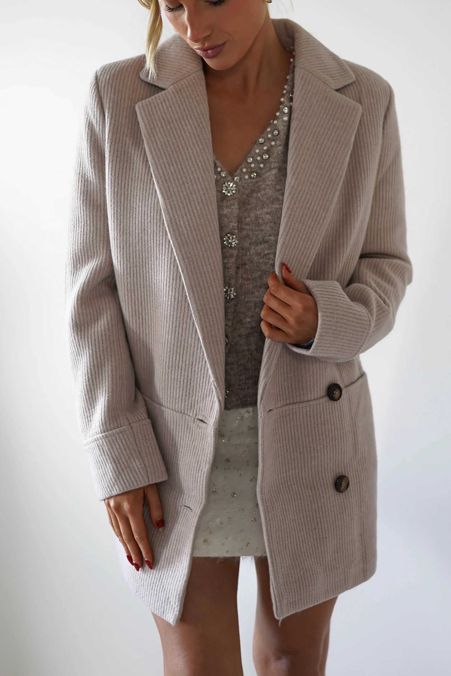 Sale Reno Tailored Over Sized Coat | Taupe Blazer Und Mäntel|Sommerkleider