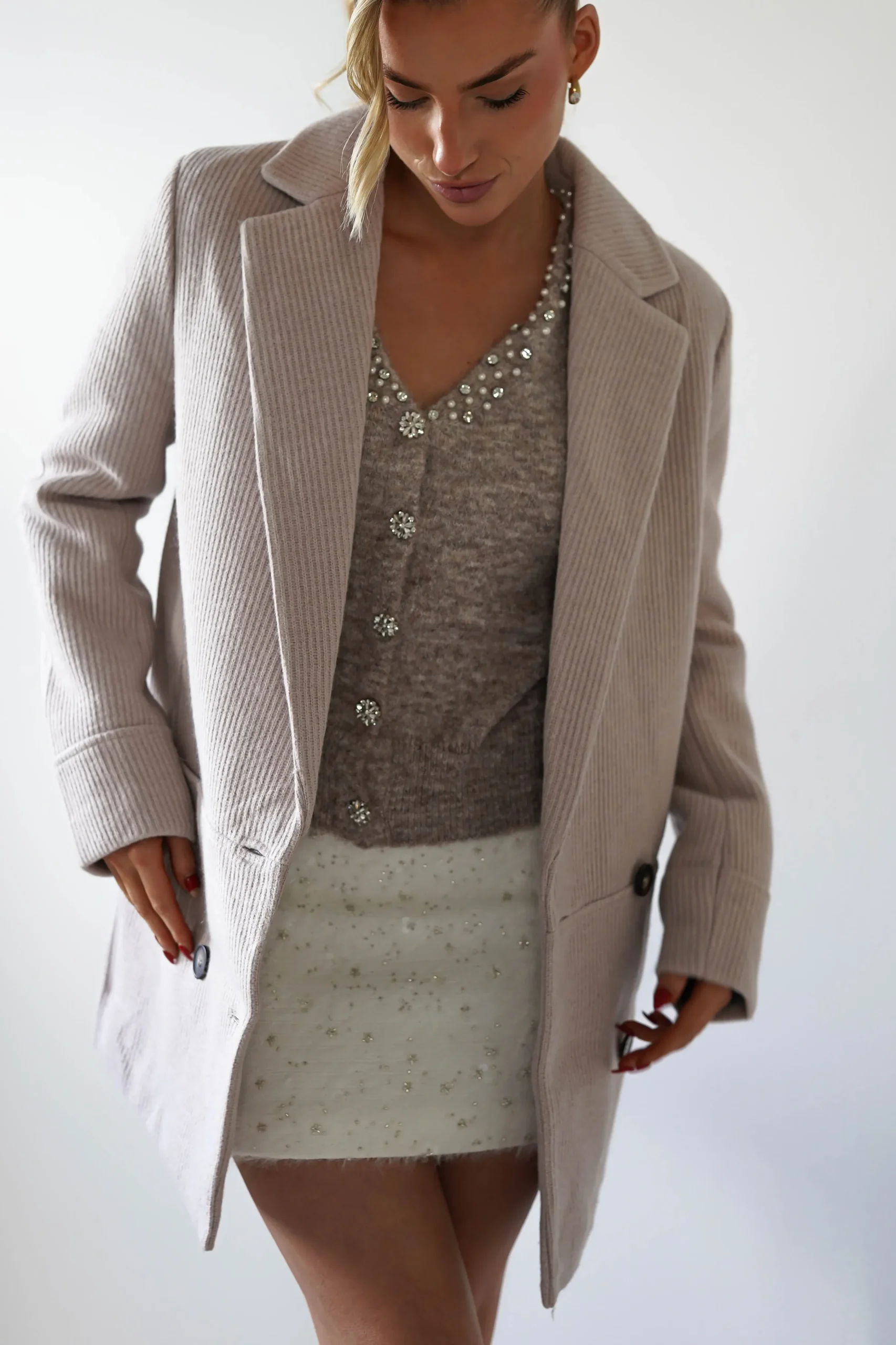 Sale Reno Tailored Over Sized Coat | Taupe Blazer Und Mäntel|Sommerkleider