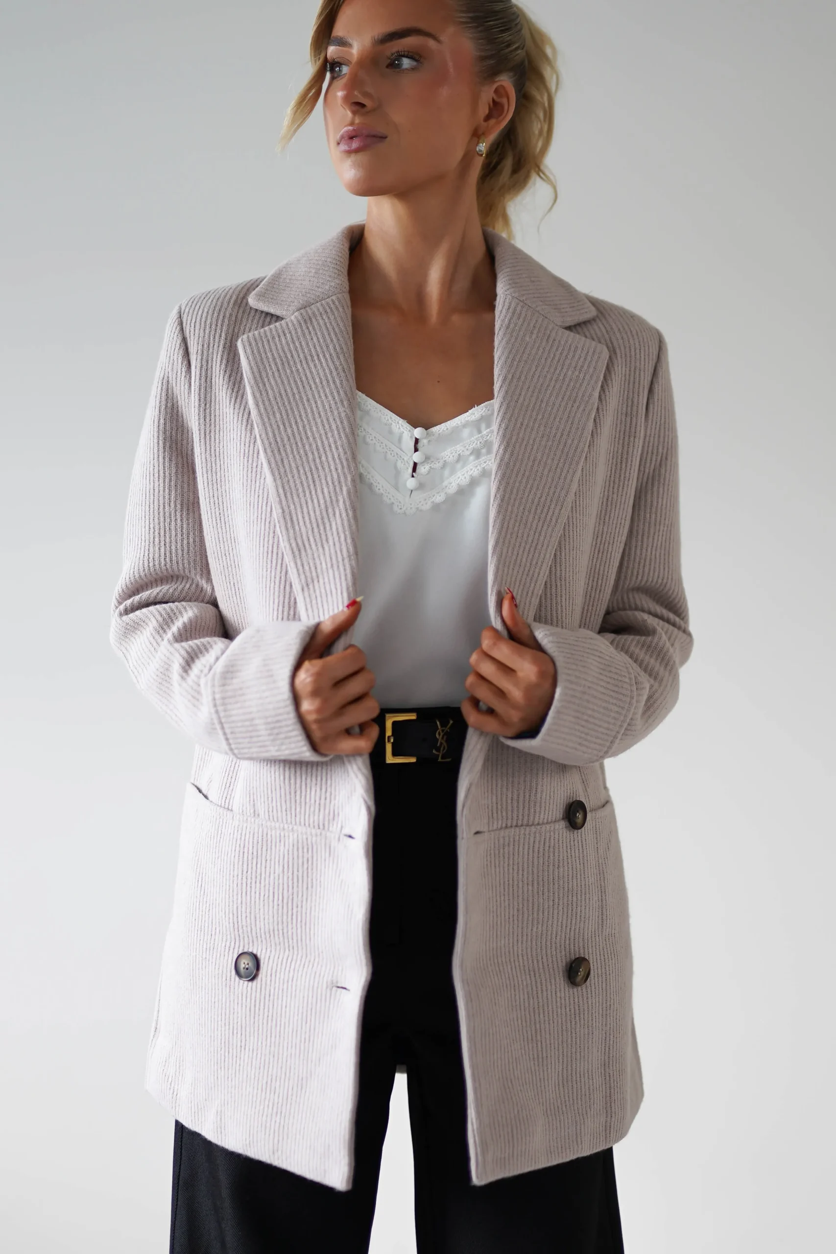 Sale Reno Tailored Over Sized Coat | Taupe Blazer Und Mäntel|Sommerkleider