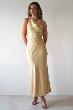 Hot River Backless Maxi Dress | Sand Lange Kleider|Maxikleider