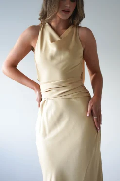 Hot River Backless Maxi Dress | Sand Lange Kleider|Maxikleider