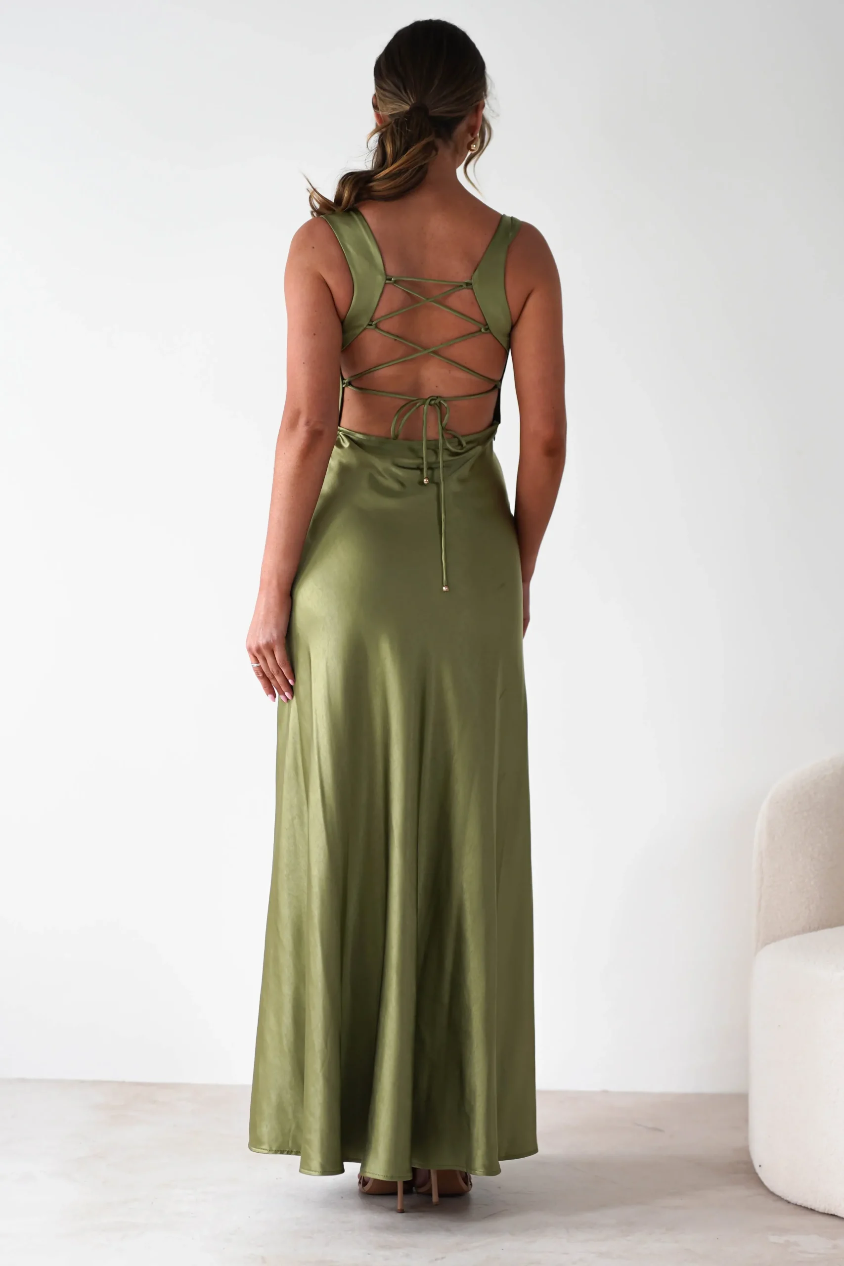 Outlet Riviera Soft Satin Maxi Gown | Olive Lange Kleider|Maxikleider