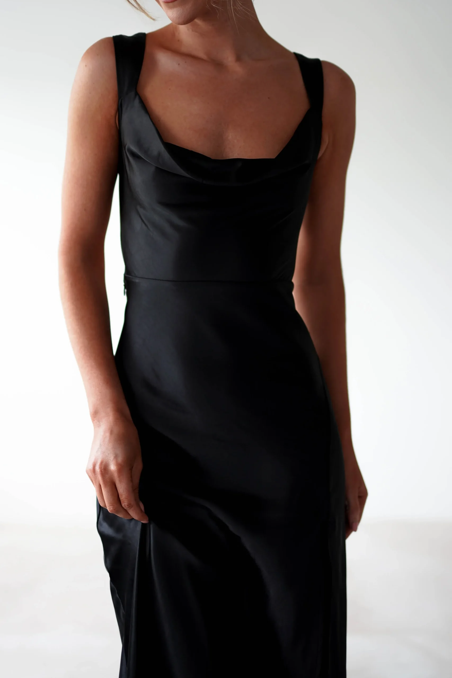 Clearance Riviera Soft Satin Maxi Gown | Black Lange Kleider|Maxikleider