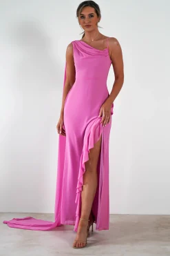 Online Rosella Ruffle Detail Maxi Dress | Fuchsia Lange Kleider|Maxikleider