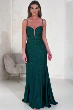 Best Sabrina Diamante Gown | Emerald Green Sommerkleider|Sommerkleider