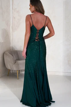 Best Sabrina Diamante Gown | Emerald Green Sommerkleider|Sommerkleider