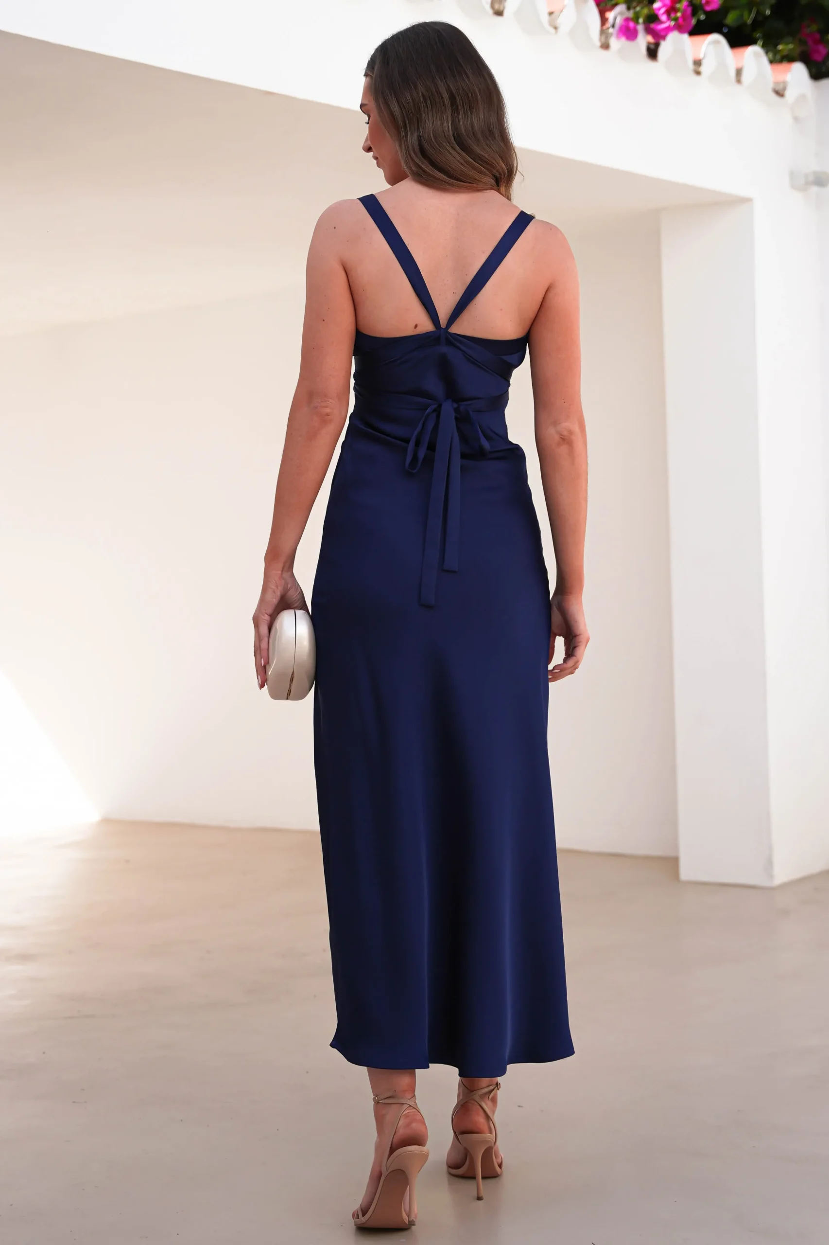 Clearance Salma Soft Matte Satin Midaxi Dress | Navy Mittellange Kleider|Midi-kleider