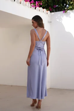 Online Salma Soft Matte Satin Midaxi Dress | Periwinkle Blue Lange Kleider|Maxikleider