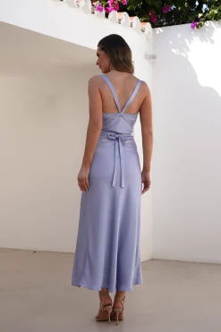 Online Salma Soft Matte Satin Midaxi Dress | Periwinkle Blue Lange Kleider|Maxikleider