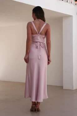 Outlet Salma Soft Matte Satin Midaxi Dress | Blush Pink Lange Kleider|Maxikleider