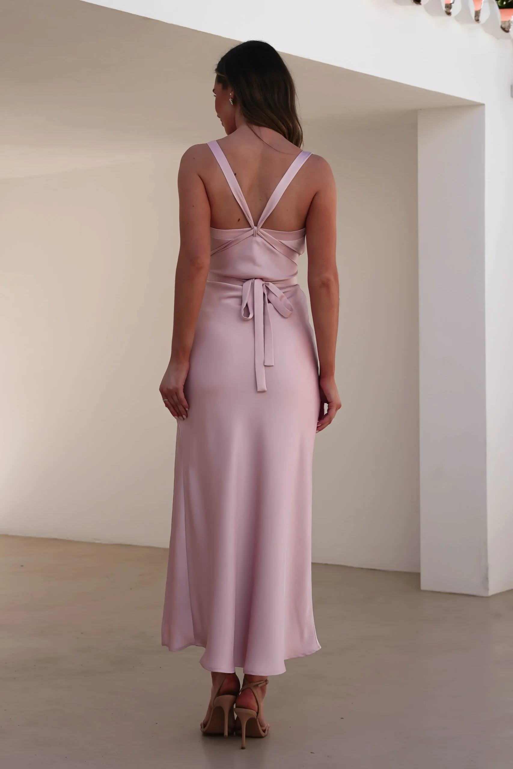 Outlet Salma Soft Matte Satin Midaxi Dress | Blush Pink Lange Kleider|Maxikleider
