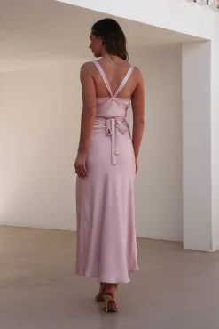 Outlet Salma Soft Matte Satin Midaxi Dress | Blush Pink Lange Kleider|Maxikleider