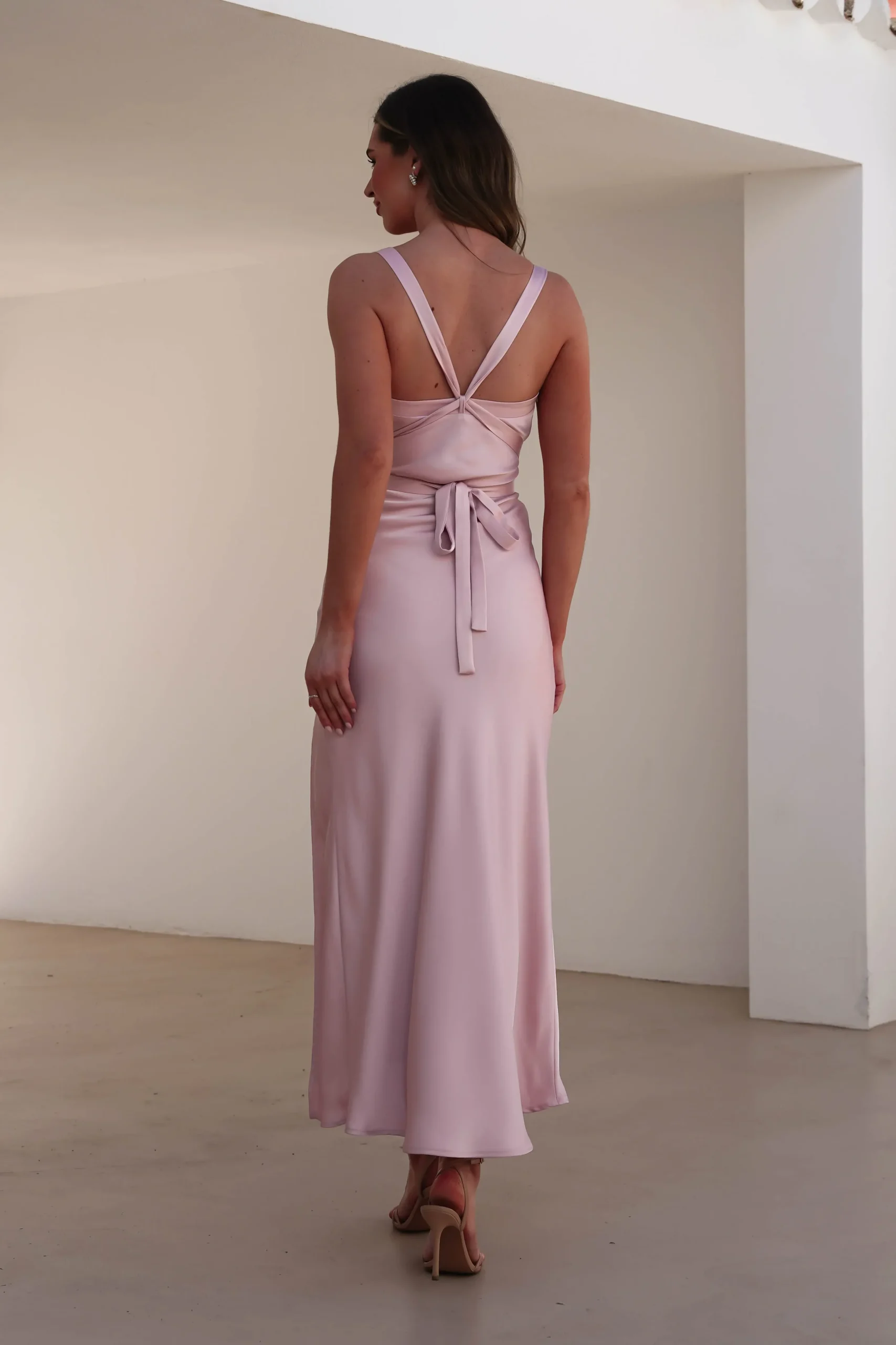 Outlet Salma Soft Matte Satin Midaxi Dress | Blush Pink Lange Kleider|Maxikleider