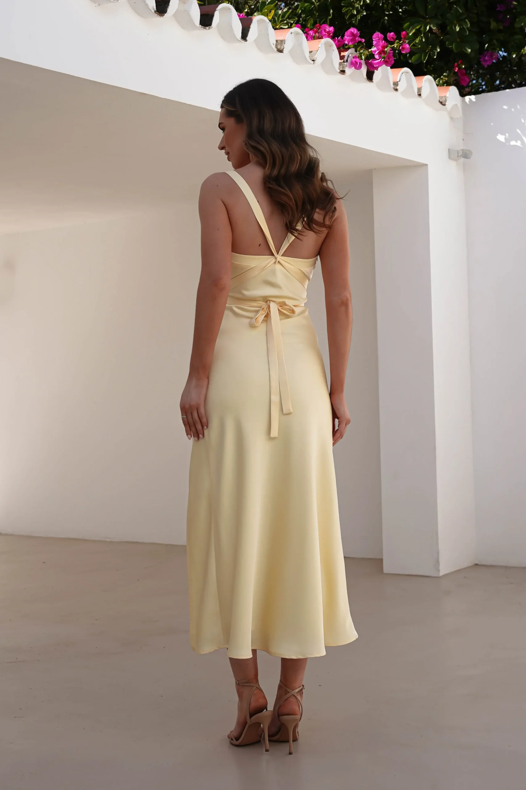 Online Salma Soft Matte Satin Midaxi Dress | Yellow Lange Kleider|Maxikleider
