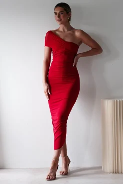 Outlet Sania Bodycon Midi Dress | Red Mittellange Kleider|Midi-kleider