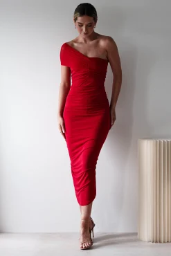 Outlet Sania Bodycon Midi Dress | Red Mittellange Kleider|Midi-kleider
