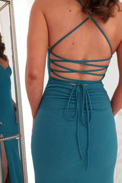 Sale Saraid Glitter Gown | Teal Lange Kleider|Maxikleider