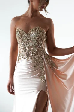 Hot Saraya Bodycon Embellished Gown | Gold Sommerkleider|Sommerkleider