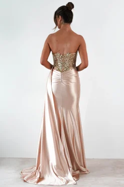 Hot Saraya Bodycon Embellished Gown | Gold Sommerkleider|Sommerkleider