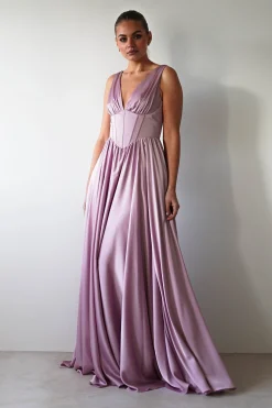 Fashion Scarlette Soft Satin Maxi Gown | Mauve Lange Kleider|Maxikleider