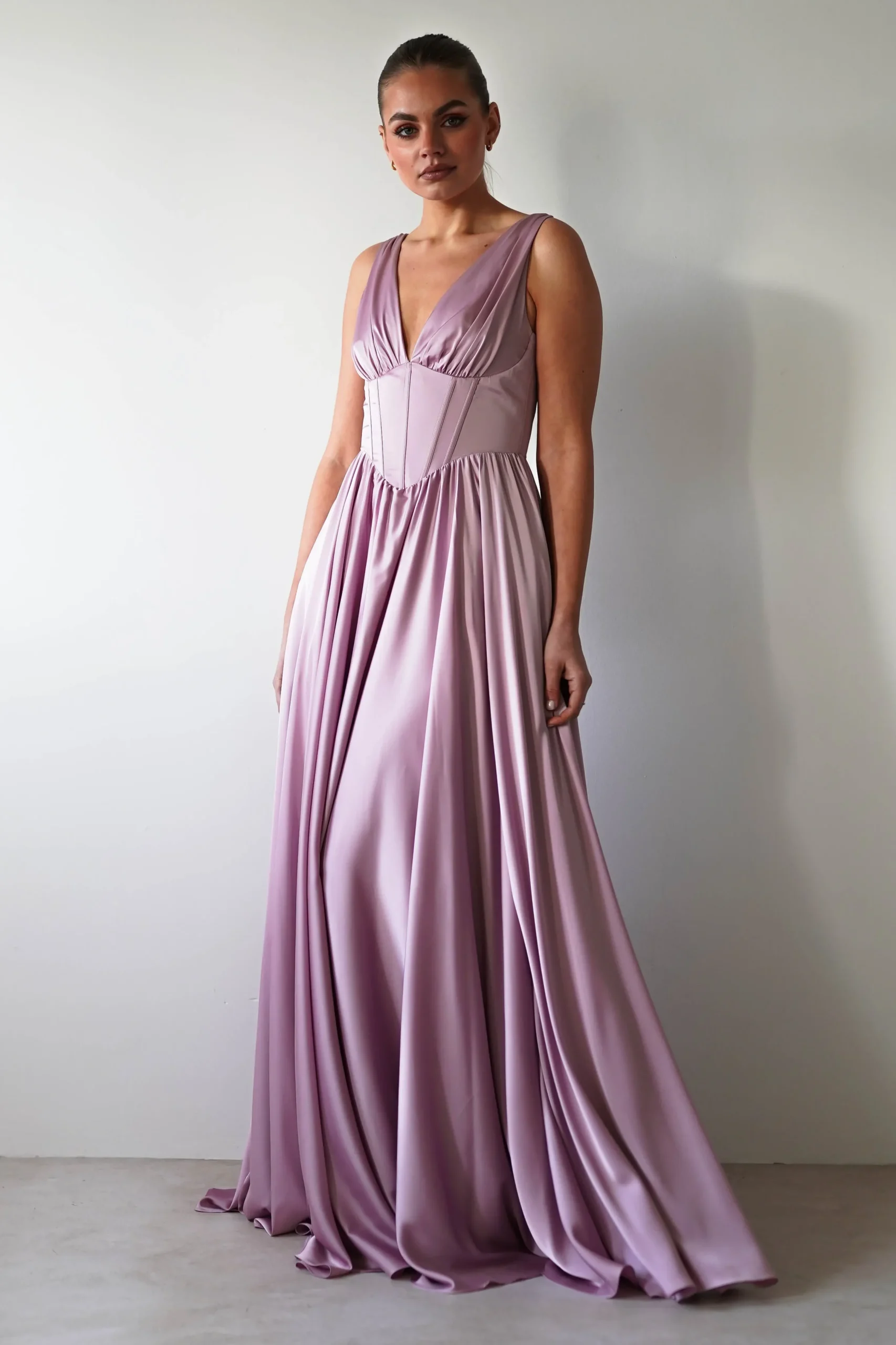 Fashion Scarlette Soft Satin Maxi Gown | Mauve Lange Kleider|Maxikleider