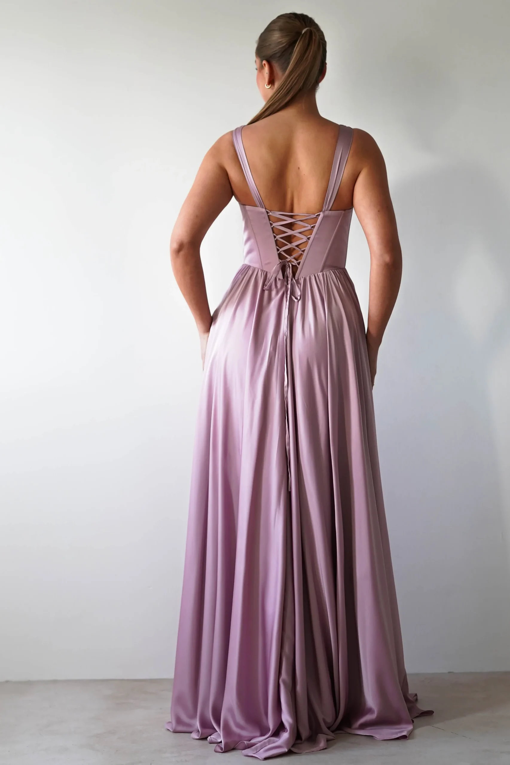 Fashion Scarlette Soft Satin Maxi Gown | Mauve Lange Kleider|Maxikleider