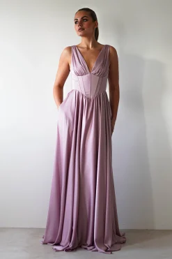 Fashion Scarlette Soft Satin Maxi Gown | Mauve Lange Kleider|Maxikleider
