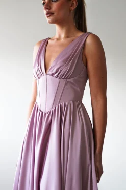 Fashion Scarlette Soft Satin Maxi Gown | Mauve Lange Kleider|Maxikleider