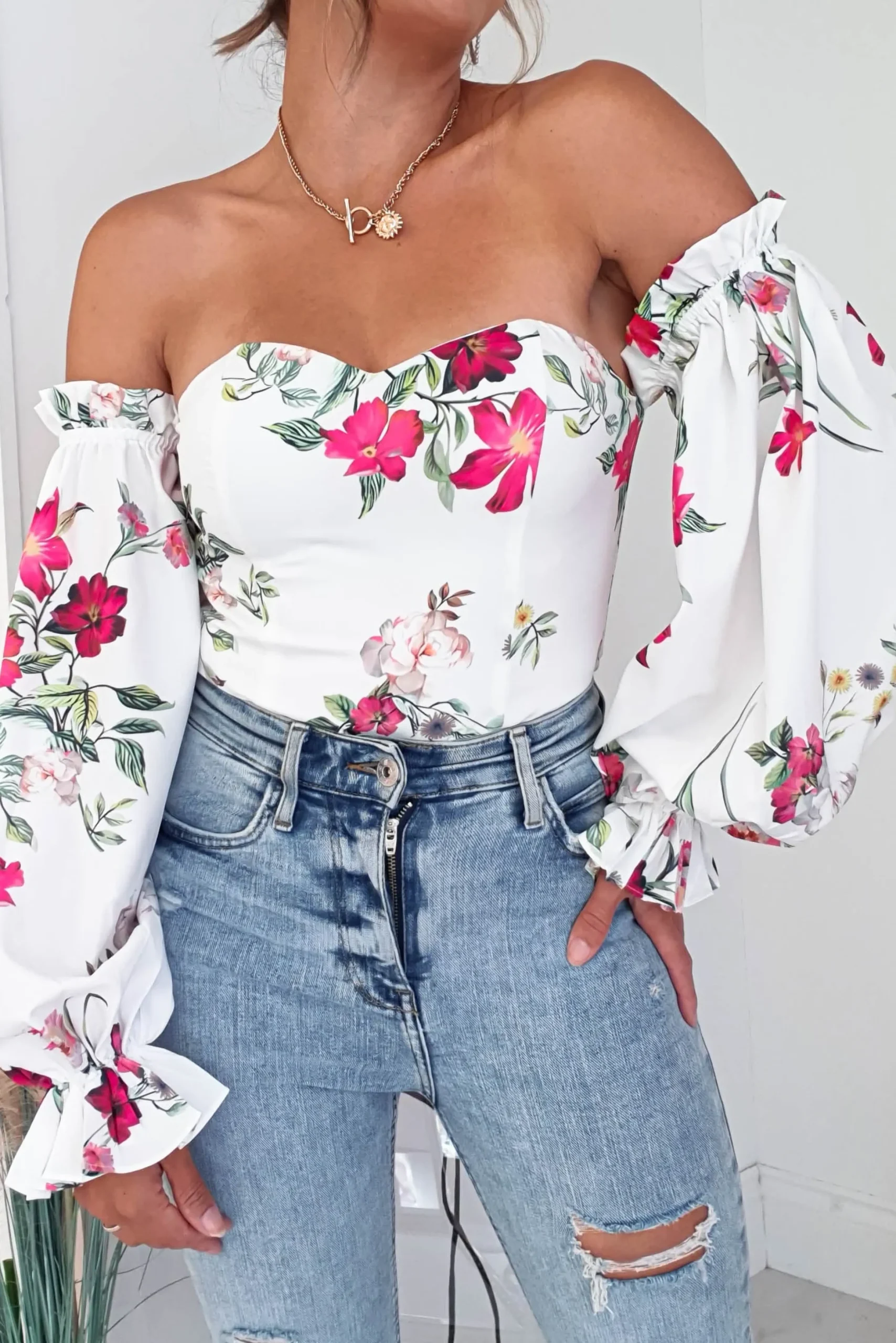 Best Shani Off The Shoulder Top/Bodysuit | Mixed Print Oberteile|Sommerkleider