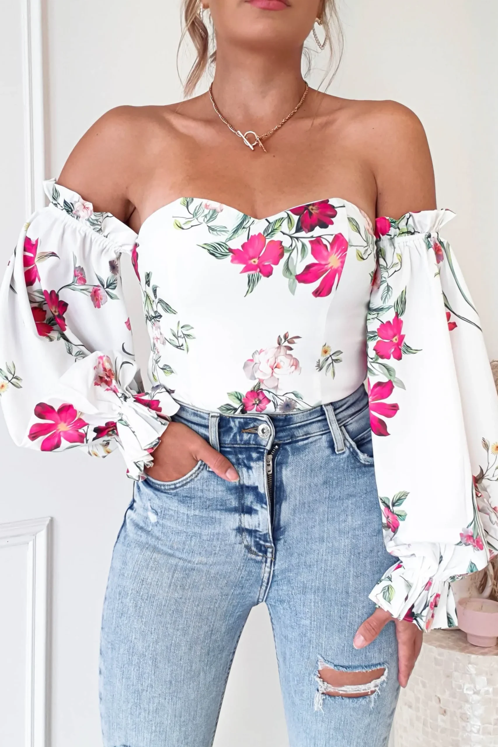 Best Shani Off The Shoulder Top/Bodysuit | Mixed Print Oberteile|Sommerkleider