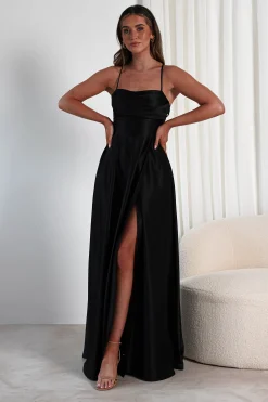 Clearance Shantal Satin Gown | Black Sommerkleider|Sommerkleider