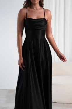 Clearance Shantal Satin Gown | Black Sommerkleider|Sommerkleider