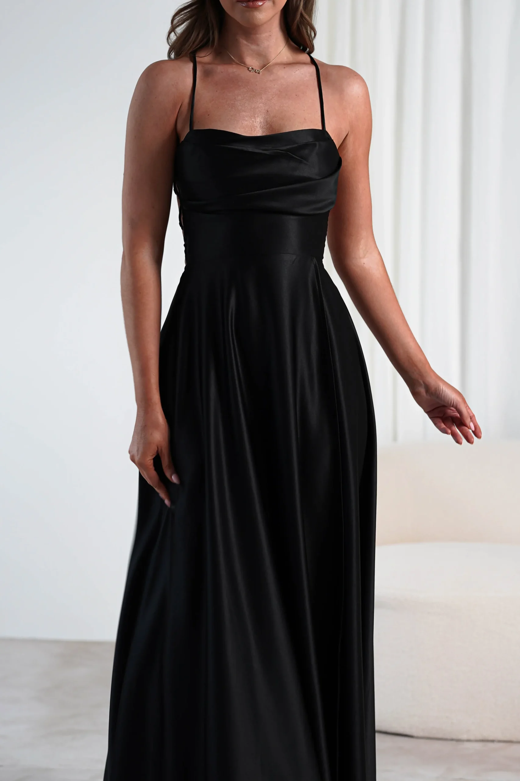 Clearance Shantal Satin Gown | Black Sommerkleider|Sommerkleider
