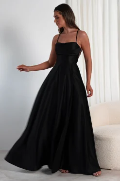 Clearance Shantal Satin Gown | Black Sommerkleider|Sommerkleider