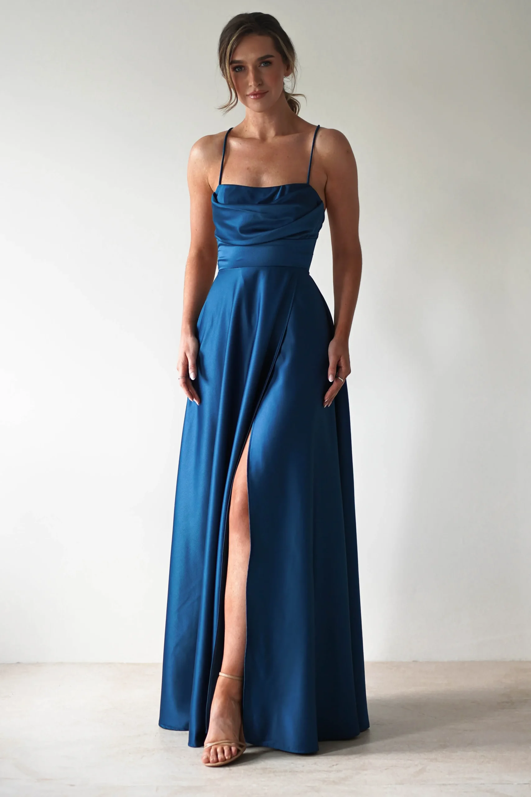 Best Shantal Satin Gown | Ocean Teal Blue Ballkleider|Ballkleider