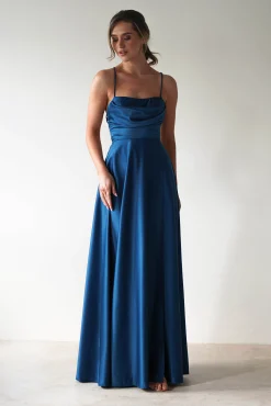 Best Shantal Satin Gown | Ocean Teal Blue Ballkleider|Ballkleider