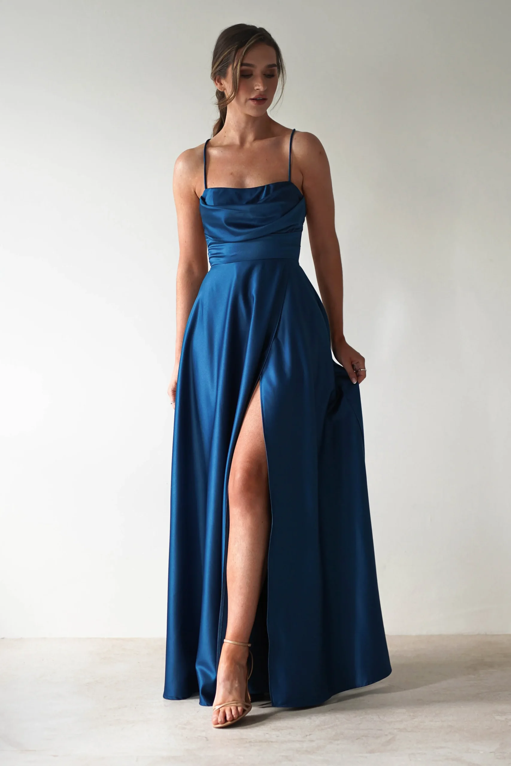 Best Shantal Satin Gown | Ocean Teal Blue Ballkleider|Ballkleider