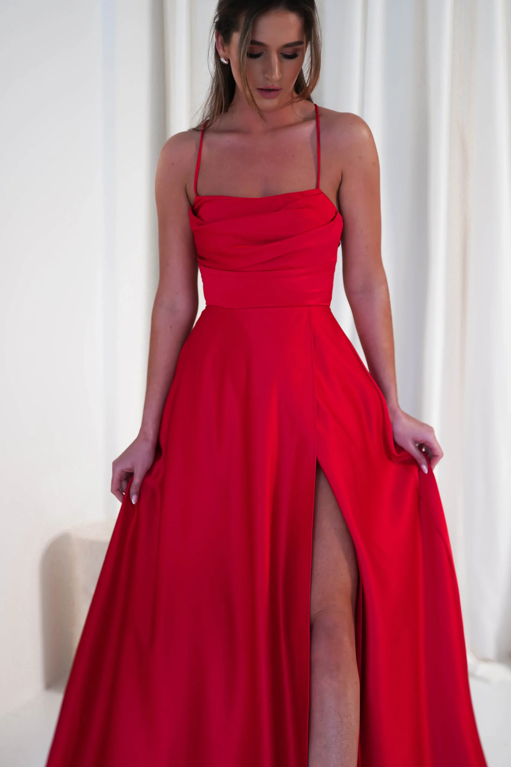 Hot Shantal Satin Gown | Red Sommerkleider|Sommerkleider