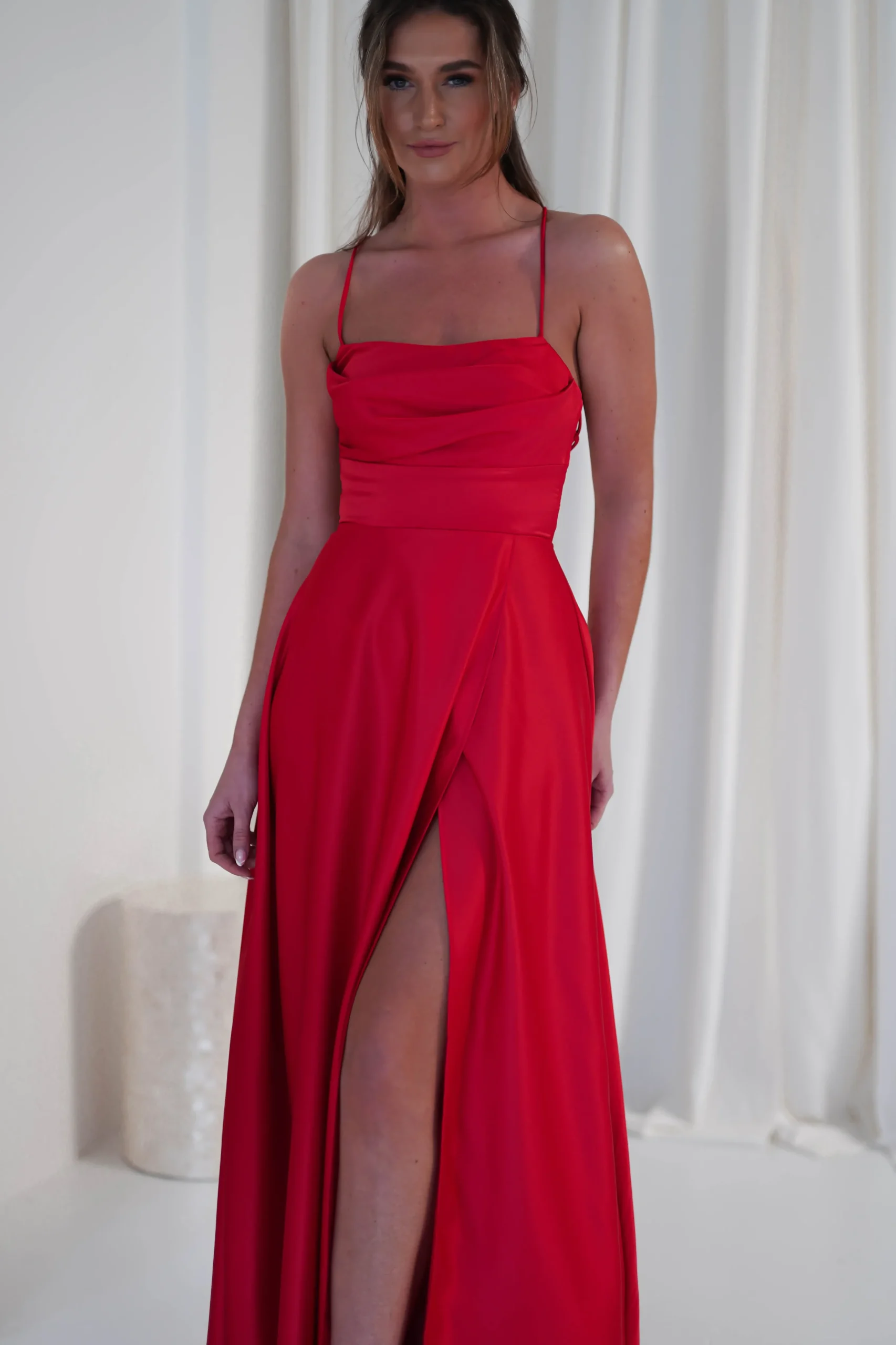 Hot Shantal Satin Gown | Red Sommerkleider|Sommerkleider