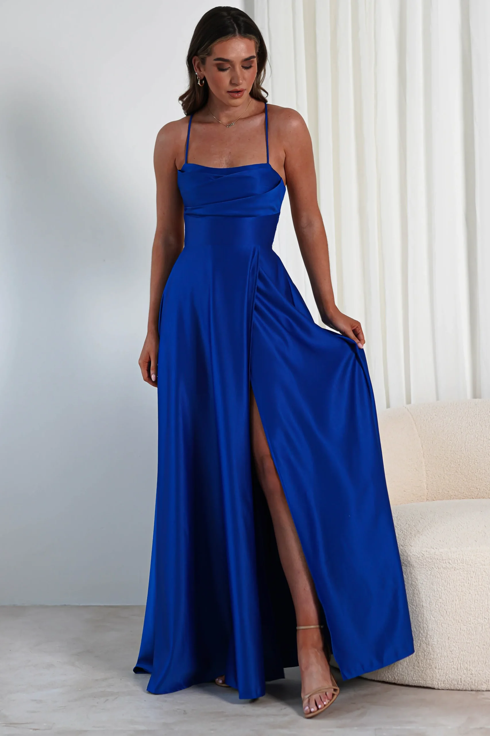 Sale Shantal Satin Gown | Royal Blue Sommerkleider|Sommerkleider