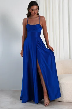 Sale Shantal Satin Gown | Royal Blue Sommerkleider|Sommerkleider