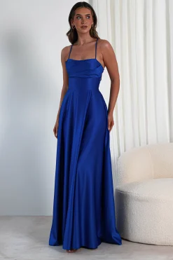 Sale Shantal Satin Gown | Royal Blue Sommerkleider|Sommerkleider