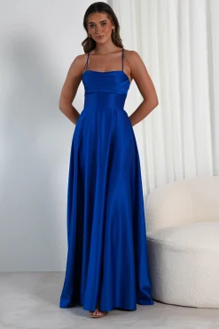 Sale Shantal Satin Gown | Royal Blue Sommerkleider|Sommerkleider