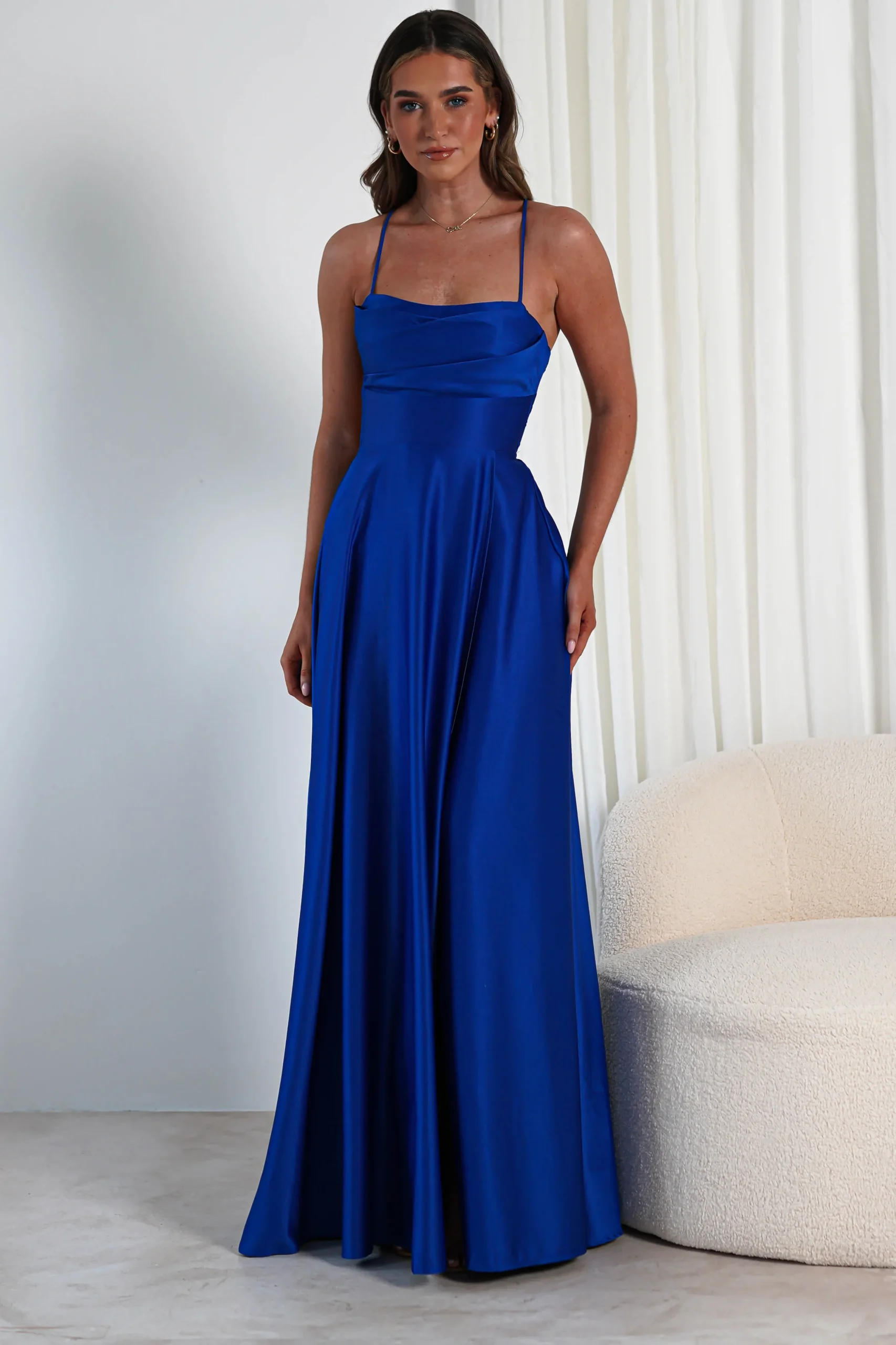 Sale Shantal Satin Gown | Royal Blue Sommerkleider|Sommerkleider