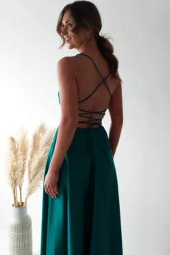 Fashion Shantal Satin Gown | Teal Green Sommerkleider|Sommerkleider