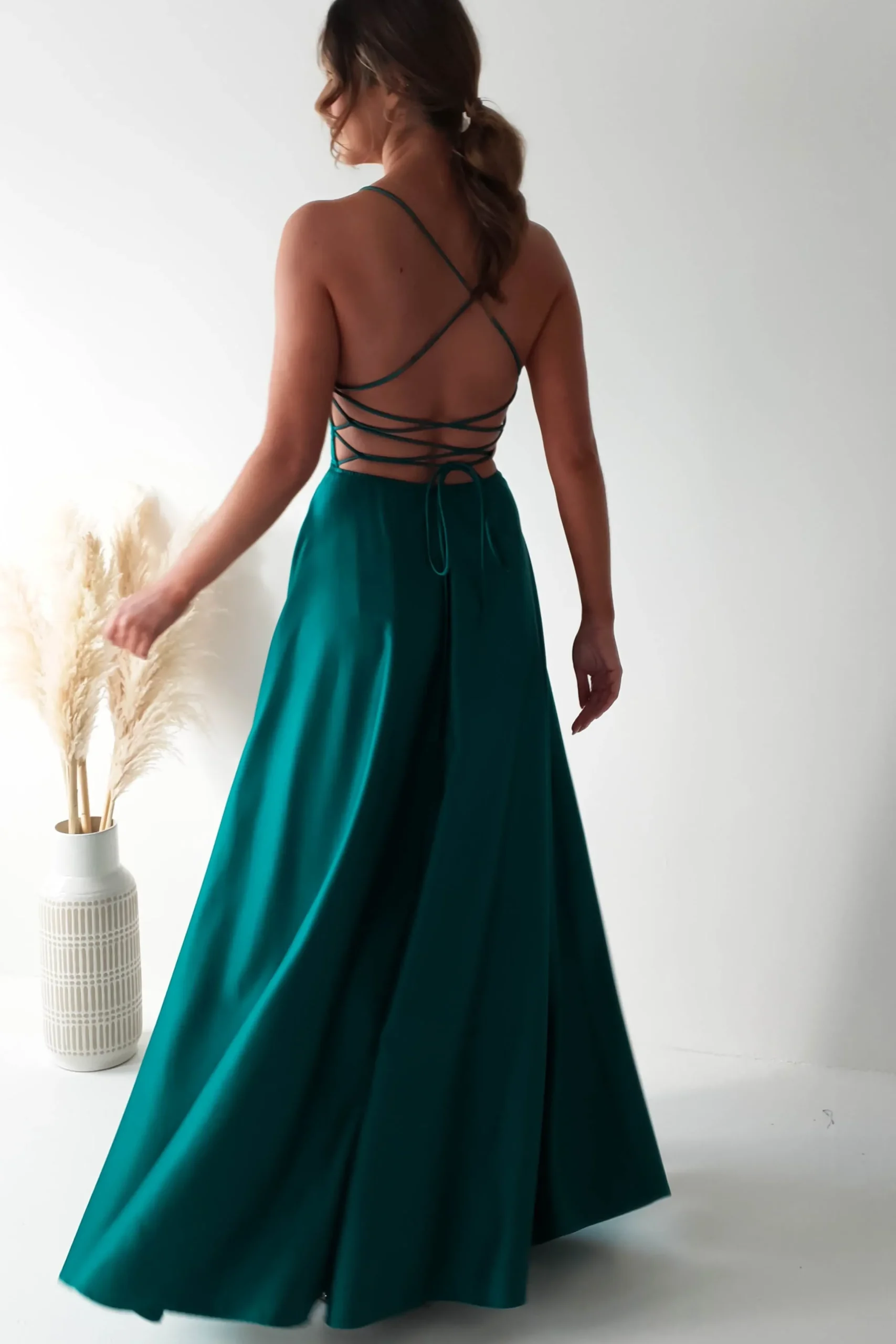 Fashion Shantal Satin Gown | Teal Green Sommerkleider|Sommerkleider