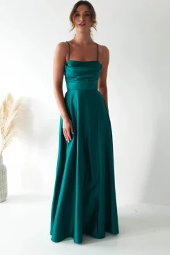 Fashion Shantal Satin Gown | Teal Green Sommerkleider|Sommerkleider