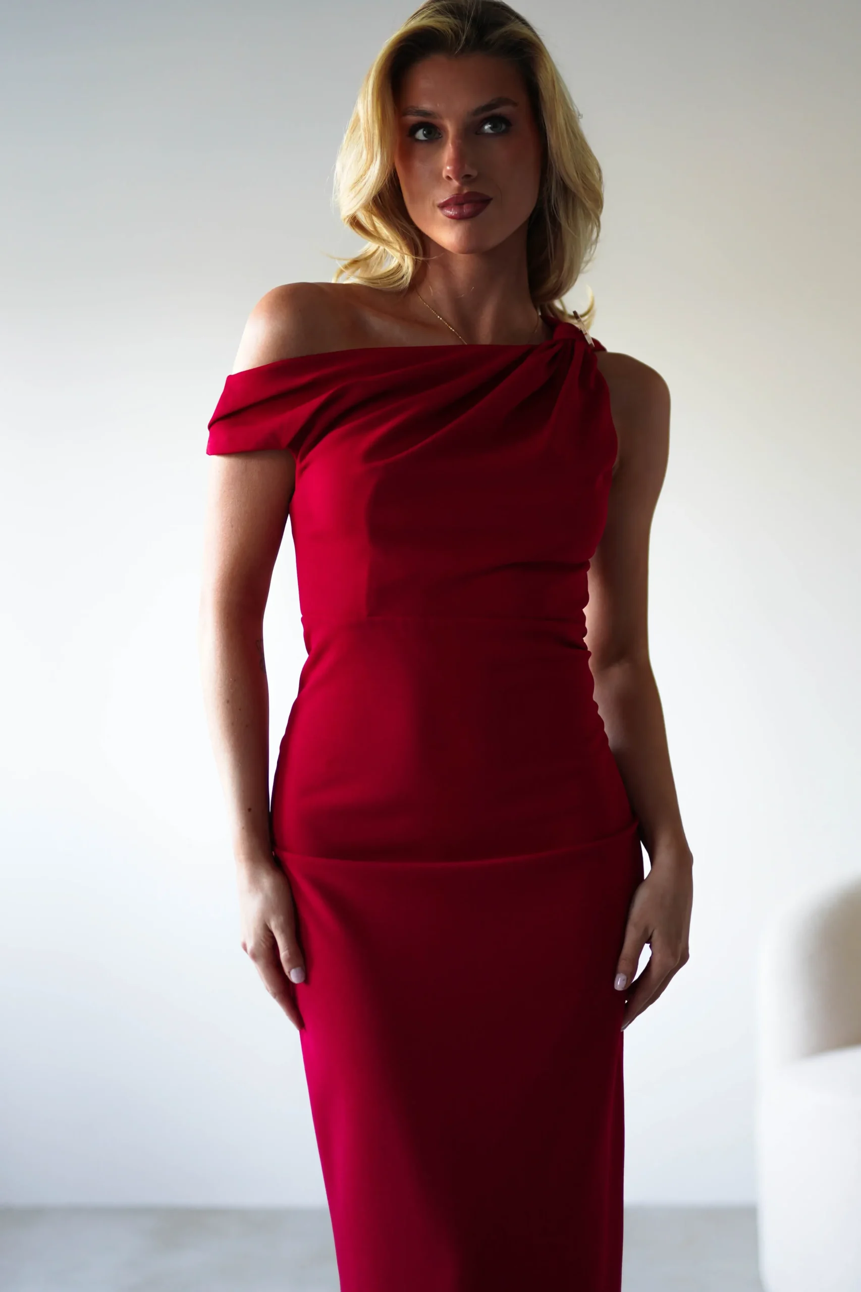 Clearance Shayna Off The Shouler Midaxi | Red Lange Kleider|Maxikleider